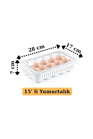 Yumurta Saklama Kabı 15'li 1 Adet, Steril Yumurtalık, Kapaklı Yumurta Organizeri Çok Renkli
