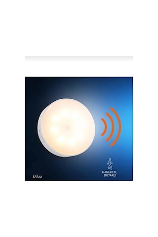 Seldur Kandela Şarjlı Sensörlü Gece Led Lambası Beyaz Işık Çok Renkli