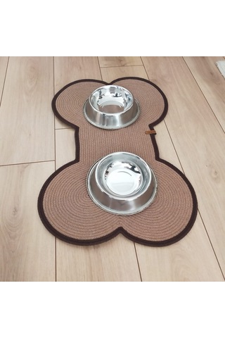 Açık Kahverengi Köpek Kemik Şekli Mama Altlığı/evcil Hayvan Mama