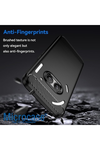 Microcase Nothingphone 2a Plus İle Uyumlu Brushed Carbon Fiber Silikon Kılıf - Siyah Al3332