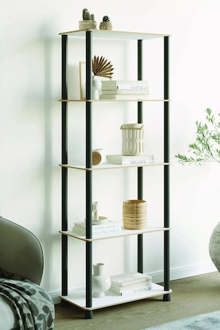 Çok Amaçlı 3 Raflı Ahşap Beyaz Modern Dekoratif Kitap Dosya Ev Of