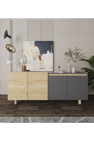 Ravenna Modern Konsol 180 Cm Safir Meşe - Antrasit Antrasit - Safirmeşe
