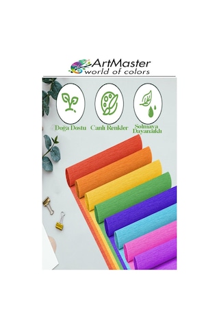 Krapon Kağıdı Yeşil Renk 10 Adet 50x200 Cm Grapon Kağıdı 10'lu Okul Proje Sınıf Anaokulu Kreş Süsleme