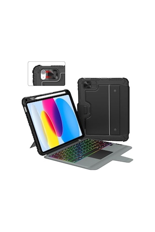 Nillkin İpad A16 11./ipad İçin 10. Nesil Klavyeli Kılıf 10.9 İnç, Slayt Kamera Kapağı, İpad 10. Nesil İçin 7 Renkli Arkadan Aydınlatmalı Çıkarılabilir Stand Klavye, Çoklu Dokunmatik İzleme Dörtgeni