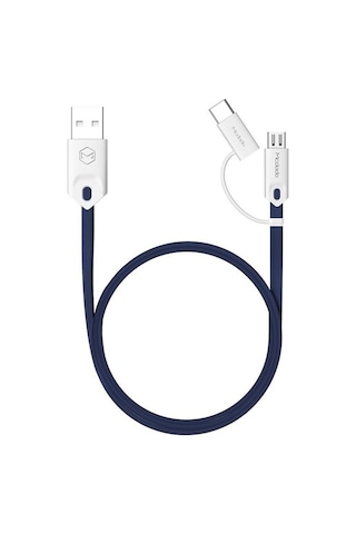 M-data 2in1 Type-c Micro Usb Şarj Data Kablosu Mavi