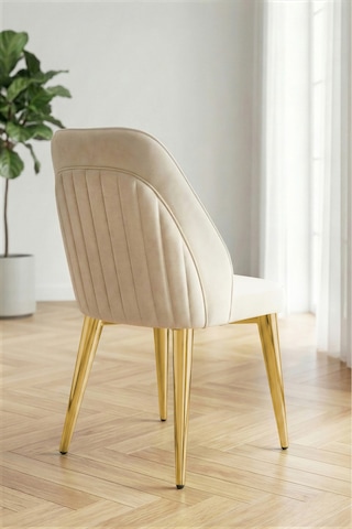 Sanderya Node Serisi Gold Ayaklı Ceviz 85x170 Mutfak Salon Masa Takımı 6 Sandalye Ceviz - Krem