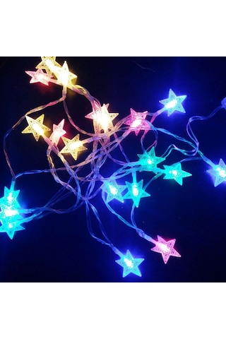 Ximistore9 Yıldız Led Işık Zinciri, 3 Metre 20 Işık, Pilli, Renkli, Su Geçirmez, Dekoratif, Uzun Ömürlü.