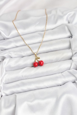 316l Çelik Zincir Gold Renk Kiraz Model Kadın Kolye - Prt3500eb09346-95268 altın