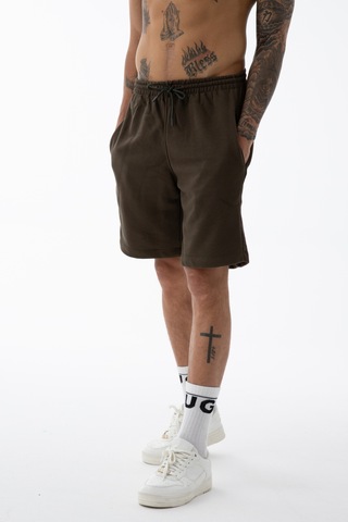 Erkek Kahverengi Yüksek Kalite Relax-fit Rahat Kesim %100 Pamuk Bağcıklı Siyah Düz Basic Şort Kahverengi