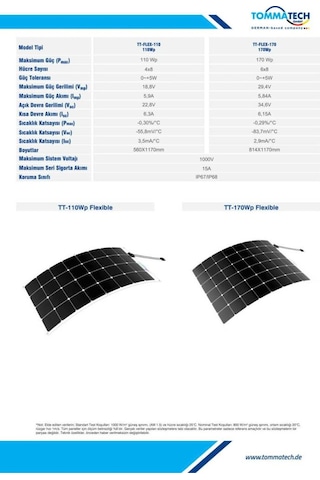 Tommatech 110 Watt Esnek Panel