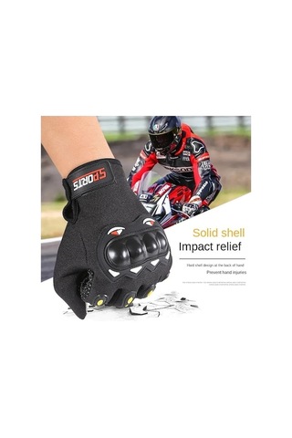 Motosiklet Sürüş Eldivenleri Motosiklet Kaymaz Koruma Aşınmaya Dayanıklı Dokunmatik Ekran Eldivenleri Motosiklet Tam Nokta Siyah