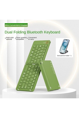 Yuntech01 B023 Çift Katlanabilir Bluetooth Klavye, 3 Cihaza Eş Zamanlı Bağlanır, Android/windows/ios Uyumlu, Cep Telefonu Tutucusu Hediye, Portatif İş Ve Seyahat İçin
