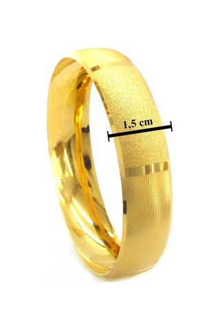 Altın Kaplama Parçalı Düz Ve Simli 1.5 Cm Bilezik Blz-3064 Altın
