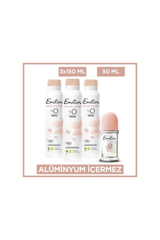 Emotion Natural Bloom Kadın Deodorant 3x150 Ml & Natural Bloom Roll On 50 Ml