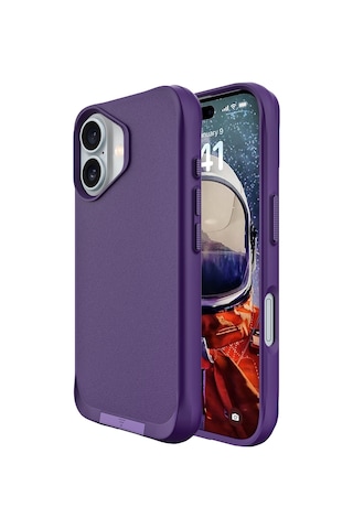 Bix Apple Uyumlu iPhone 16 Plus Vortex Magsafe Kılıf Stand Özellikli 3x Korumalı Mikro Fiber İç Yüzey Koyu Mor Mor