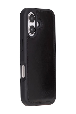 Cüzdan Taşıma Derdi Olmadan İphone 16 Plus Uyumlu Hakiki Deri El Yapımı Kart Yuvalı Kılıf Kömür Siyah Diğer