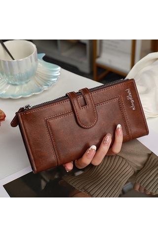 Kadın Cüzdanı Düz High-end Çok Kartlı Bozuk Para Çantası - Koyu Kahverengi