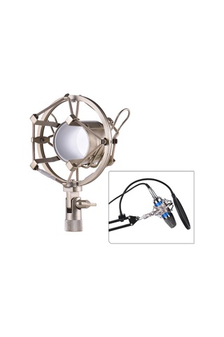 Padalink Altın Metal Mikrofon Sarsıntı Direnci 43-46mm - Zemin Ve Stand Gürültüsünü Engeller, 3/8" & 5/8" Uyumlu Ayar Adaptörü İle Stüdyo/kayıt İçin