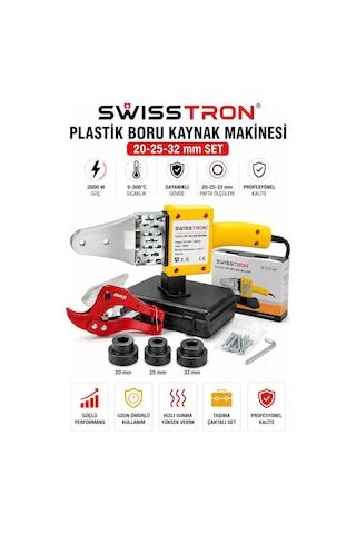 Swisstron Swseco2032 Pprc Plastik Boru Kaynak Makinesi Seti 20-25-32mm Isı Ayarlı Boru Makas Çantalı Swisstron Swseco2032 Pprc Plastik Boru Kaynak Makinesi Seti 20-25-32mm Isı Ayarlı Boru Makas Çantalı