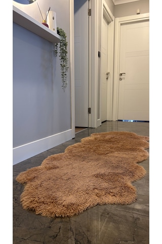 Tavşan Camel Yumuşak Dokulu Peluş Halı Çift Kafa Post