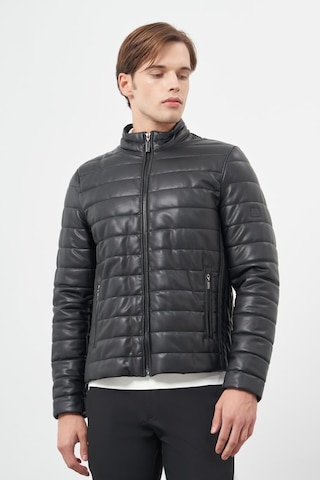 İmza Siyah Suni Deri Hakim Yaka Düz Yırtmaçsız Tam Astar Slim Fit Casual Deri Mont 1038245153 Siyah