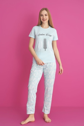 Dreamy Pamuklu Desenli Kısa Kollu Pijama Takımı Mint