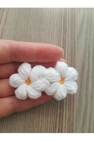 My Vintage Papatya Saçsız Bebek Tokası, Az Saçlı Kız Bebek Tokası, Çıtçıtlı Toka Tek Beyaz
