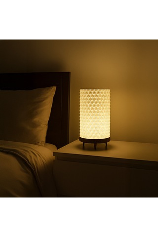 Modern Geometrik Desenli Masa Lambası Siyah - Beyaz