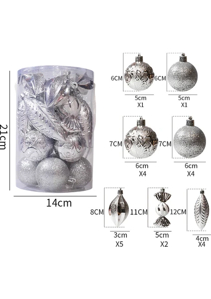 Buaoaos Noel Topu Noel Ağacı Kolye Özel Şekilli Top Karışık Stil-gümüşchristmas Decorations 001