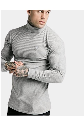 Bpm Siksilk Fırçalı Örgü Erkek Balıkçı Jumper Gri
