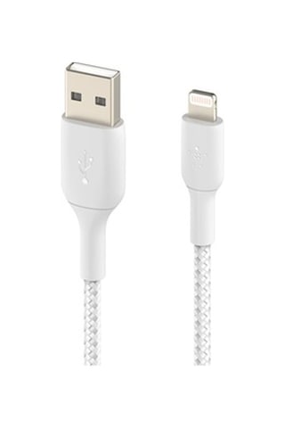 Belkin Örgülü Apple Uyumlu iOS Lightning Hızlı Şarj Ve Data Kablosu 1M Beyaz (547572190)