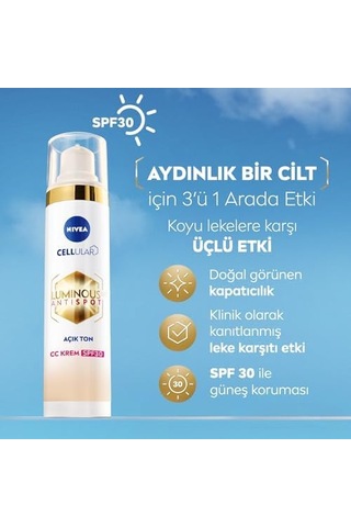 Luminous630 Leke Karşıtı Krem Cc Fluid Spf30 Light 40ml 0 09071044