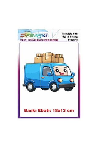 Kargo Arabası Ütü İle Yapışan Tişört Tekstil Baskı 2963