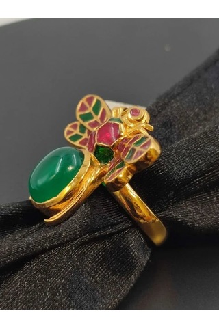 925 Ayar Gümüş Mine İşlem Yüzük 250 Altın