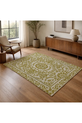Kartela Halı Veso Halı Kaymaz Taban Makinede Yıkanabilir Halı Hardal Sarısı - 180 X 270 Cm