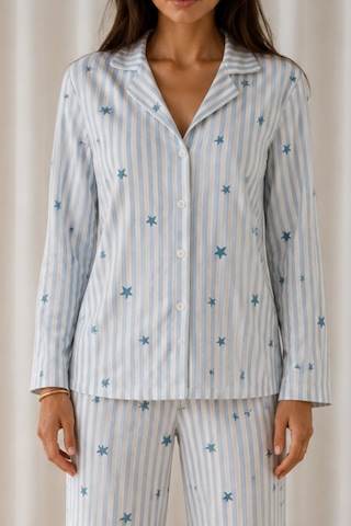 Womanandkids Mavi Kadın Desenli Basic Kış Pijama Takımı