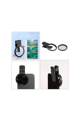 52mm Ultra Clear Cpl Polarize Filtre Klipsli Telefon Lens Yansıma Azaltıcı Siyah