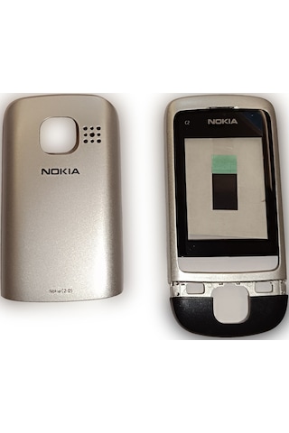 Nokia C2-05 Kapak Nokia C2-05 Uyumlu Siyah Gri Ön Kapak Arka Kapa
