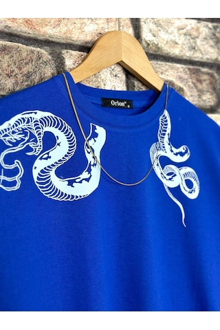Altamira Erkek Yılan Baskılı Oversize Bisiklet Yaka T-shirt 001