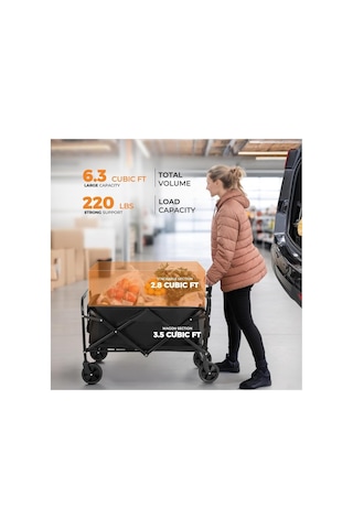 Katlanabilir Pazar Arabası, 100 Kg Taşıma Kapasitesi, Sağlam Çelik Gövde, Oxford Kumaş, Su Geçirmez Tasarım, 36