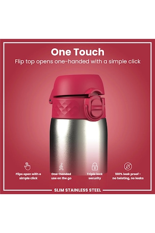 Ion8 - Paslanmaz Çelik İnce Suluk - Fuşya - 600 Ml - Sızdırmaz