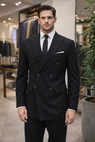 Suit Aydın 6 Drop Slim Fit Dar Kesim Mevsimlik Kruvaze Siyah Takım Elbise Siyah