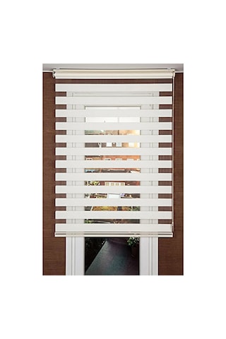 Ekru Kırık Beyaz Bambu İthal Zebra Stor Perde Dilimsiz