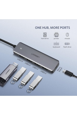 Trendooze Ugreen 50985 Usb Hub 4 Bağlantı Noktalı Dönüştürücü Adaptör Uu