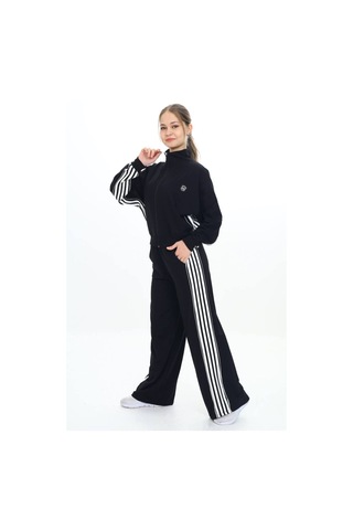 Kız Çocuk %100 Pamuk Oversize Alt&üst Uzun Kol Eşofman Takımı-183-eşt-0023 Siyah