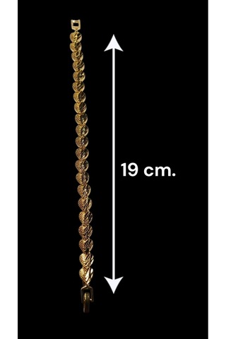22 Ayar Altın Kaplama Kadın Bileklik - 19 Cm Modern Doku İşlemeli Lüks Tasarım Gold