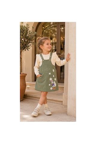 Nota Kids Kız Çocuk Çiçek Baskılı Gabardin Jile Elbise Takımı Dantel Detaylı Sweatshirtlü 2'li Takım Yeşil Nota Kids Kız Çocuk Çiçek Baskılı Gabardin Jile Elbise Takımı Dantel Detaylı Sweatshirtlü 2'li Takım Yeşil