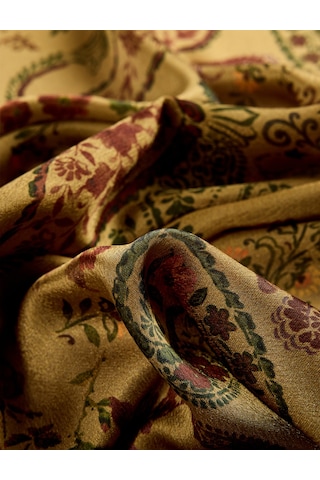 Koton Saten Kumaş Çiçekli Kare Fular Bandana Yeşil 7wak50080aa