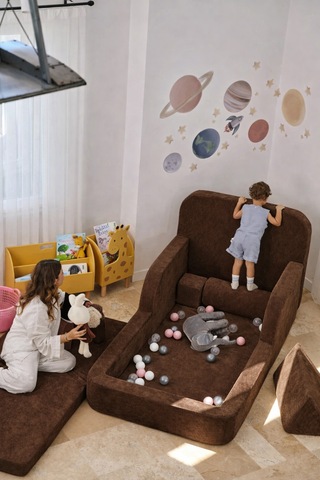 Funbed Yeni Nesil Montessori Çocuk Yatağı & Oyun Alanı Yıkanabilir Sıvı Geçirmez Kahverengi - 836527200