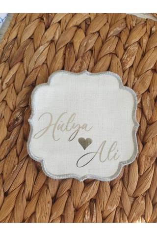 Isimli Söz Ve Nişanlarınız Için Kumaş Damat Kahvesi Peçetesi P-5